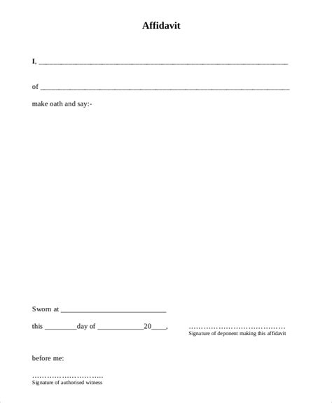 Printable Sworn Statement Affidavit Template