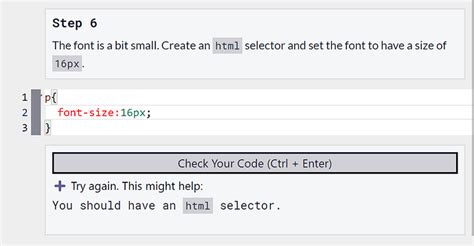 The font is a bit small. Create an html selector and set the font to ...