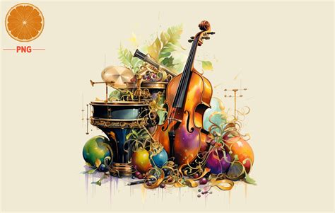 Mardi Gras Music Instruments Watercolor Graphic by Orange Club ...