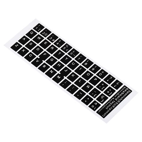 Uxcell Spanish Keyboard Stickers Universal Keyboard Cover Smooth, Black Background White ...