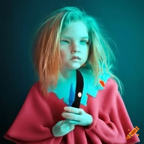 Retro children's fashion with a poncho and red ribbon