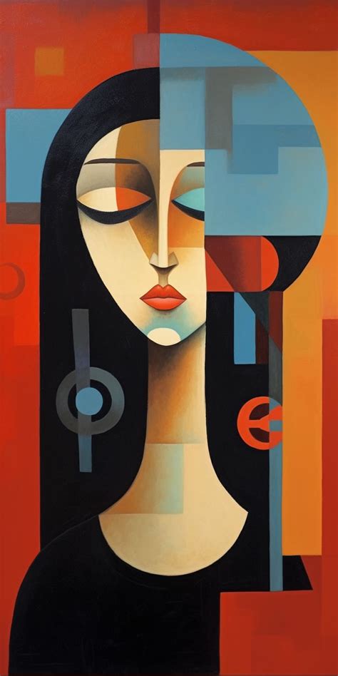 a painting of a woman's face with geometric shapes | Abstract art ...