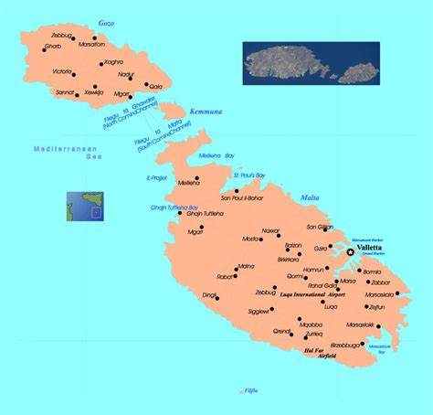 Detallado mapa de Malta y Gozo con carreteras y ciudades | Malta | Europa | Mapas del Mundo