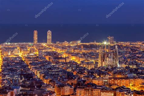 Barcelona skyline panorama at night – Stock Editorial Photo © peresanz ...