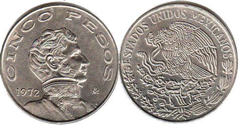 5 pesos 1971-1978 Mexican coin value - detailed description with image and worth