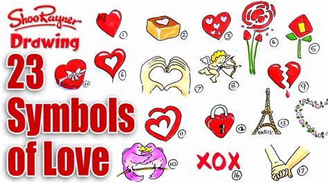 How to draw 23 symbols of love - YouTube