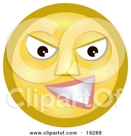 Clipart Illustration of a Meany Yellow Smiley Face Grinning At A Victim Of Bullying by ...