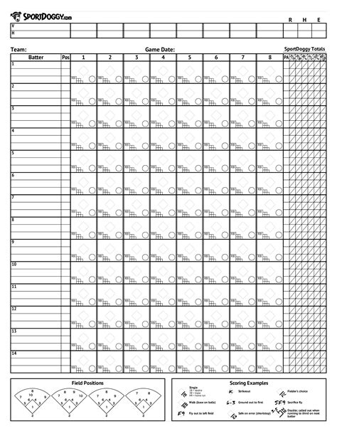 Printable Softball Scorebook - Ultimate Printable Calendar Collection