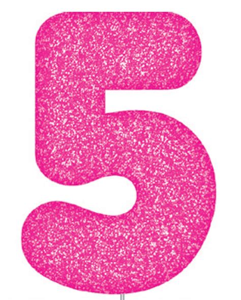 Pink Glitter Number Cake Birthday Candles 5