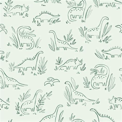 Chasing Paper Green Dinosaurs Peel and Stick Wallpaper Sample | Crate ...