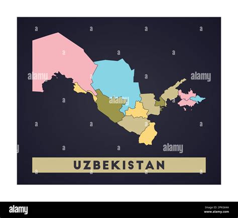 Uzbekistan map. Country poster with regions. Shape of Uzbekistan with country name. Awesome ...