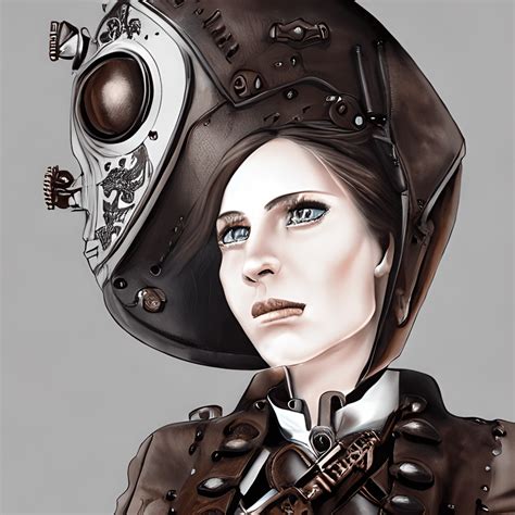 Female Steampunk Cyborg Portrait · Creative Fabrica