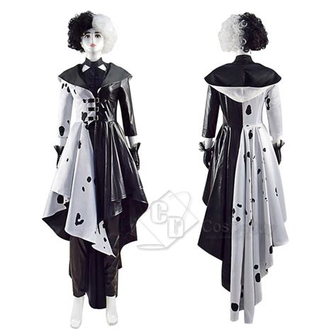 2021 Cruella Dalmatian Coat Costume Emma Stone Cruela Devil Halloween Costumes Ideas