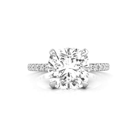 Cushion Cut Solitaire Ring with Accent - Octa Pearl