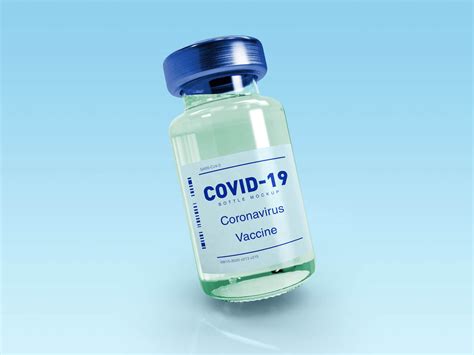 Free COVID-19 Coronavirus Vaccine Injection Bottle Mockup PSD - Designbolts