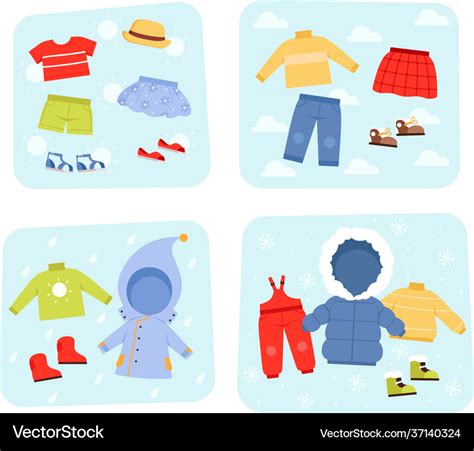 Season clothes winter summer autumn and spring Vector Image