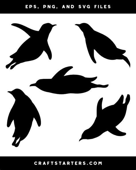 Swimming Penguin Silhouette Clip Art