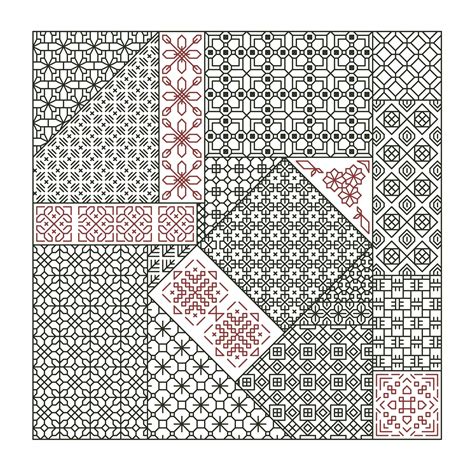 CRAZY PATCH Blackwork / Backstitch Pattern / Chart Counted