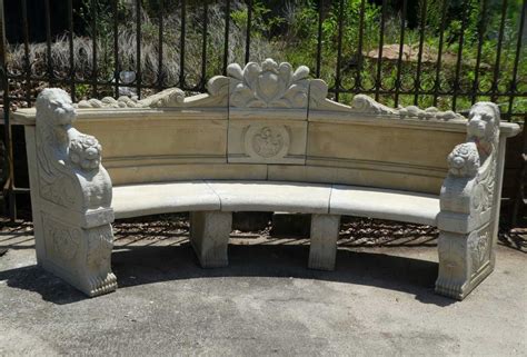 Cast Stone garden bench with rounded back