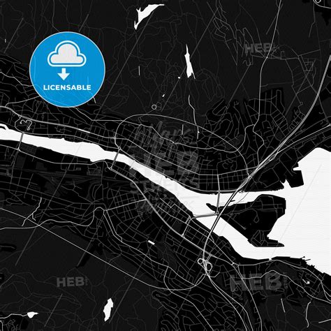 Drammen, Norway PDF vector map black and white - HEBSTREITS