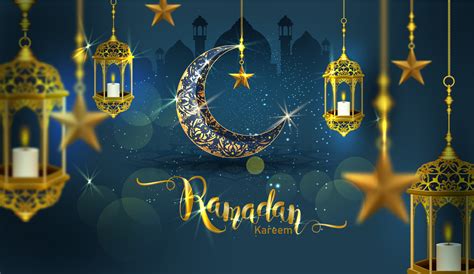 Ramadan Kareem Poster with Ornate Crescent Moon 834264 Vector Art at Vecteezy