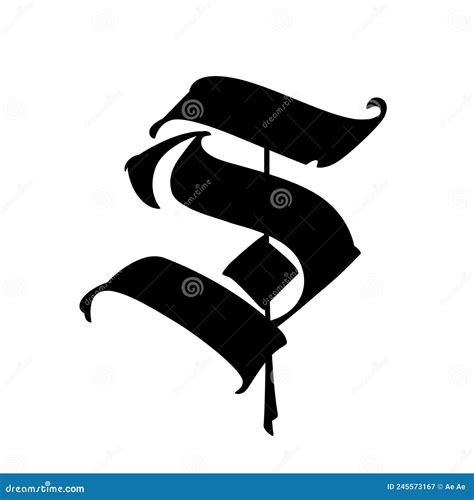 The Letter S in the Gothic Style. Vector. Old Alphabet. the Symbol is Isolated on a White ...