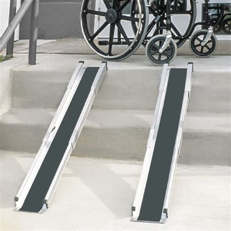 DMI Portable Wheelchair Ramp For Home, Van, Steps, Adjustable Telescoping Retractable ...