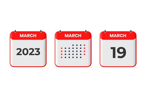 March 19 calendar design icon. 2023 calendar schedule, appointment ...