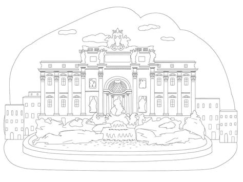 Trevi Fountain Coloring Page - Free Printable Coloring Pages for Kids