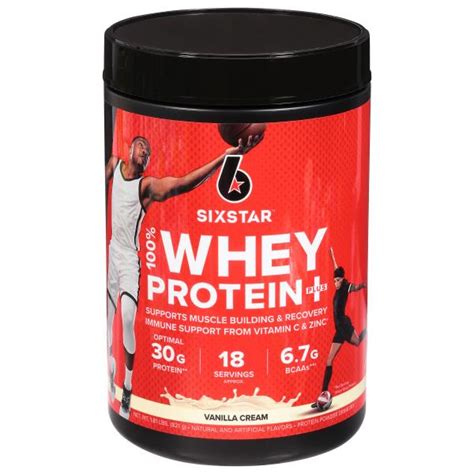 Six Star Protein Powder, Vanilla Cream, 100% Whey Protein Plus | Publix Super Markets