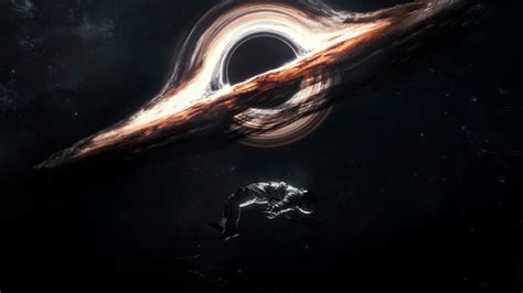 Gargantua black hole Wallpaper 4K, Astronaut, Interstellar, Cosmos