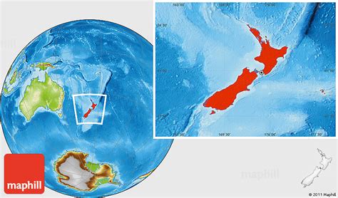 Physical Location Map of New Zealand