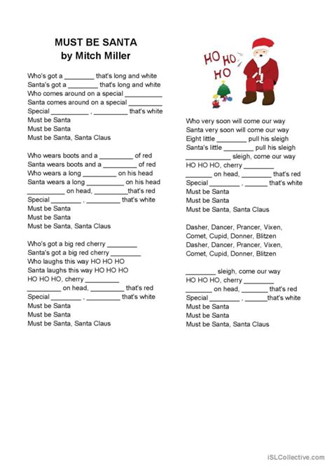 Must Be Santa - song worksheet song…: English ESL worksheets pdf & doc