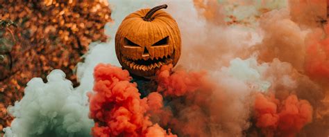 Wallpaper : Halloween, pumpkin, smoke, orange, ultrawide 3440x1440 - KetsuekiRed - 1949413 - HD ...