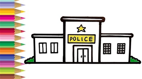 Police Station Easy Drawing