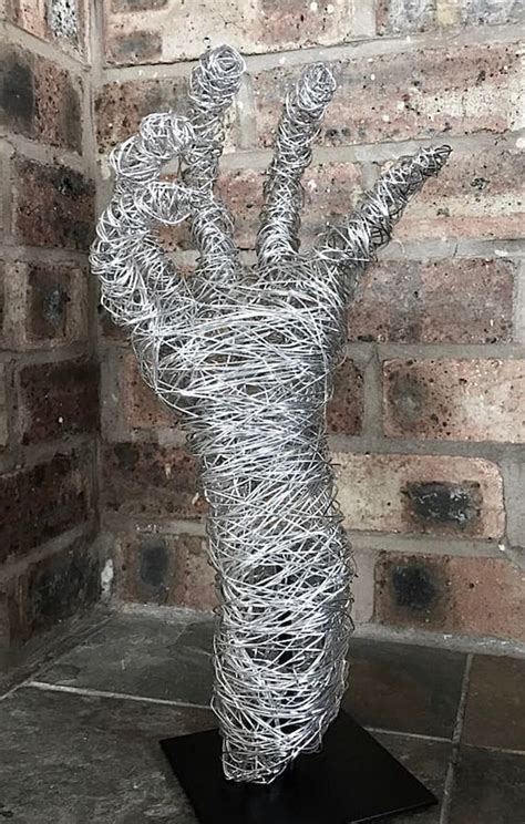 Wire sculpture wire wrapped hand hand art aluminium | Etsy