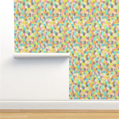 Rainbow Paint Splotches Wallpaper | Spoonflower