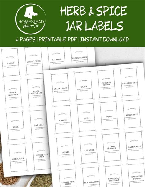 61 Herb & Spice Seasoning Jar Labels – Homestead How-To