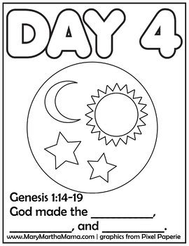 Creation Coloring Pages for 7 Days of Creation Bible Story by Mary ...