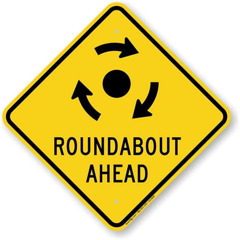 Road Safety Signs Png Png Download Roundabout Ahead Road Sign | Images ...