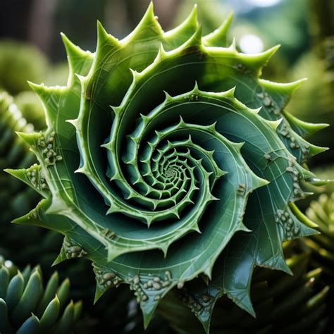 Premium AI Image | A close up of a spiral plant with green leaves ...