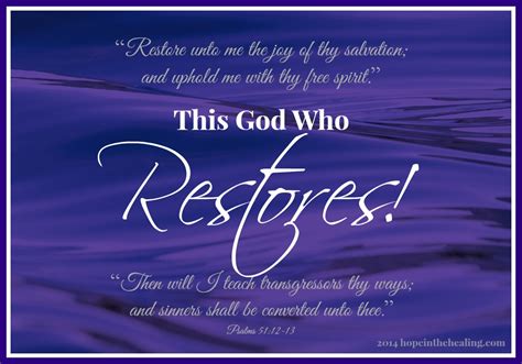 This God Who Restores… | Hope In The Healing