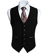 HISDERN Men's Suit Vest Business Suit Vests for Men Formal Slim Fit ...