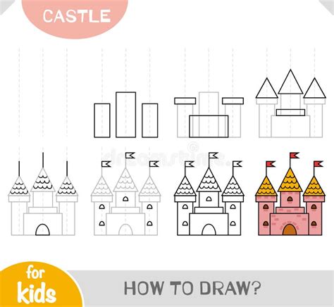 How To Draw Castle for Children. Step by Step Drawing Tutorial Stock ...