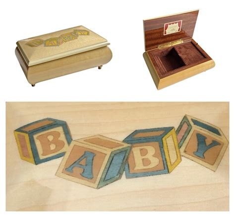 Reuge Lullaby BABY Inlaid Wood Music Box, REUGE Wooden Inlay BABY ...