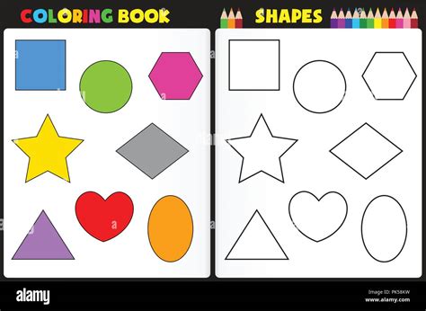 Coloring book page for kids with colorful shapes and sketches to color Stock Vector Image & Art ...