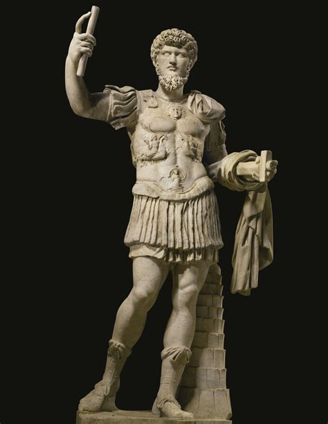 A Monumental Marble Figure of an Emperor, Roman Imperial, mid 1st Century A.D., restored in the ...