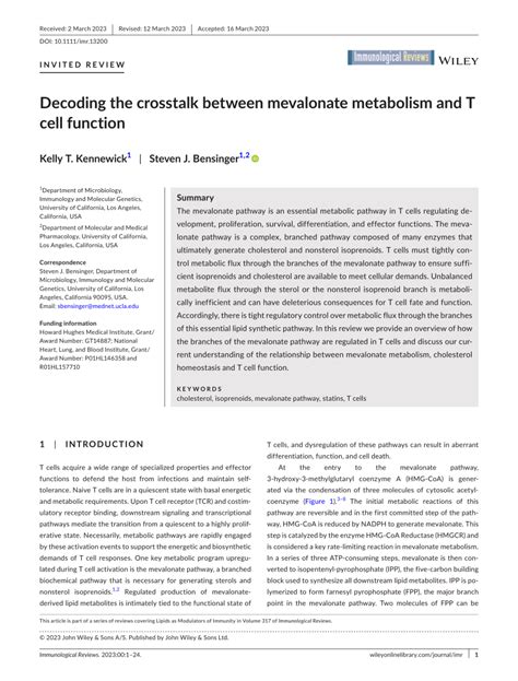 Decoding the crosstalk between mevalonate metabolism and T cell function