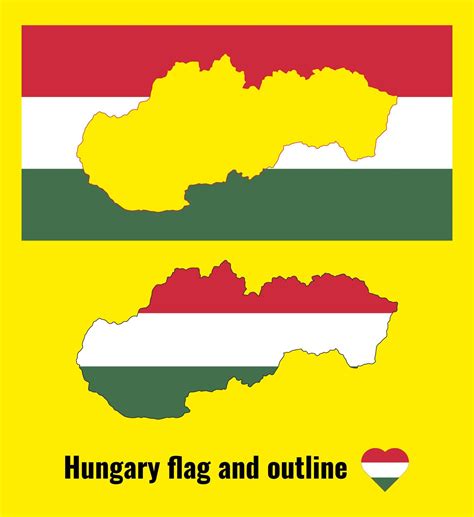 Hungary flag and outline. Flag map of Hungary. Vector illustration ...