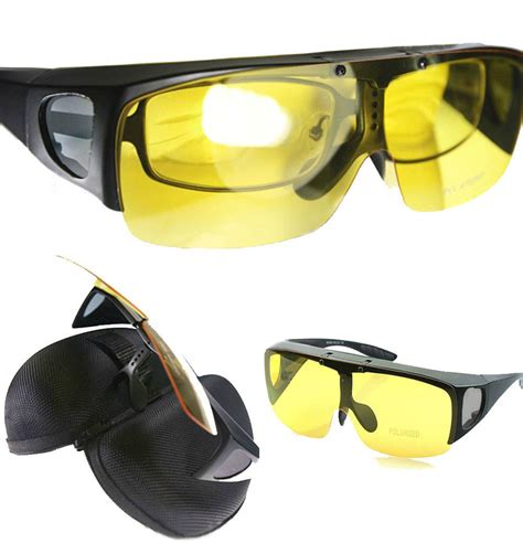 Agstum Fit Over Wrap Around Eyeglasses Prescription Glasses Polarized Night Driving Flip up ...